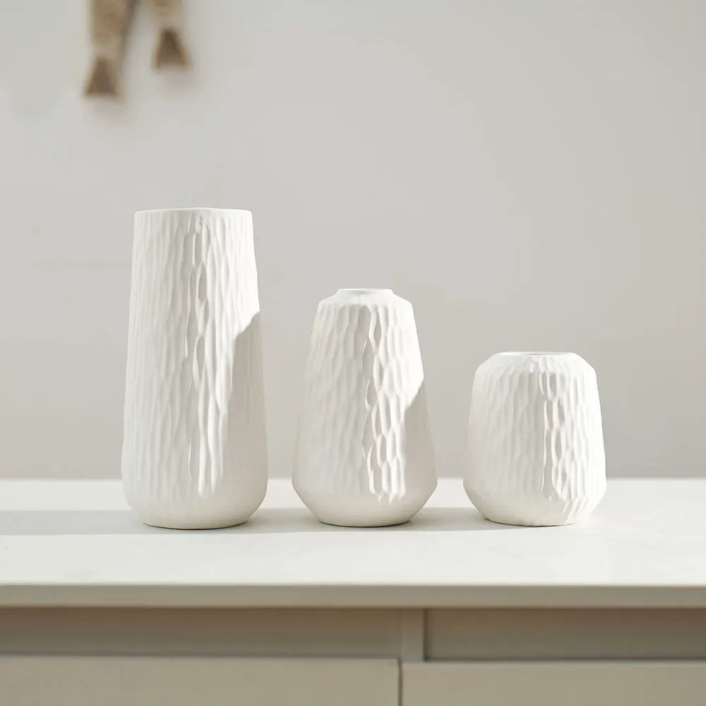 Set of 3 Ceramic Vases Nordic Bud Modern Art Tabletop Decoration - Brasss Living