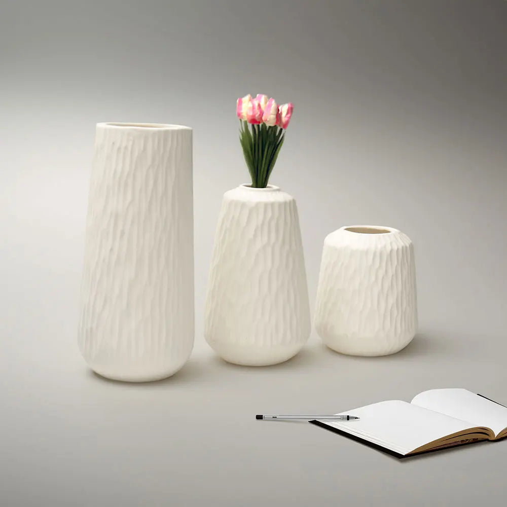 Set of 3 Ceramic Vases Nordic Bud Modern Art Tabletop Decoration - Brasss Living