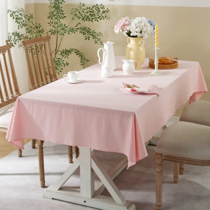 Simple Pure Color Washed Cotton Table Cover Tablecloth - Brasss Living