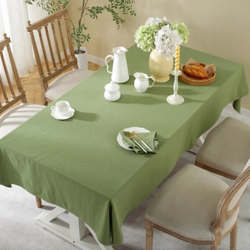 Simple Pure Color Washed Cotton Table Cover Tablecloth - Brasss Living