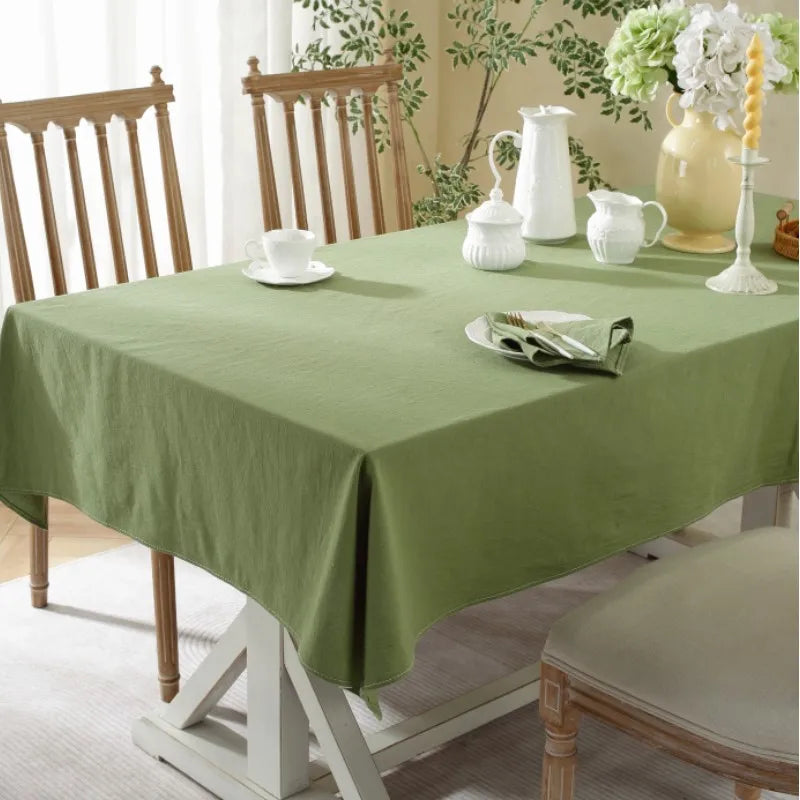 Simple Pure Color Washed Cotton Table Cover Tablecloth - Brasss Living