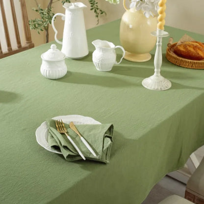 Simple Pure Color Washed Cotton Table Cover Tablecloth - Brasss Living