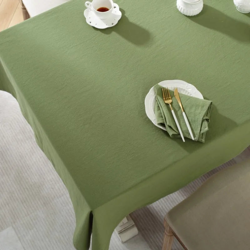 Simple Pure Color Washed Cotton Table Cover Tablecloth - Brasss Living