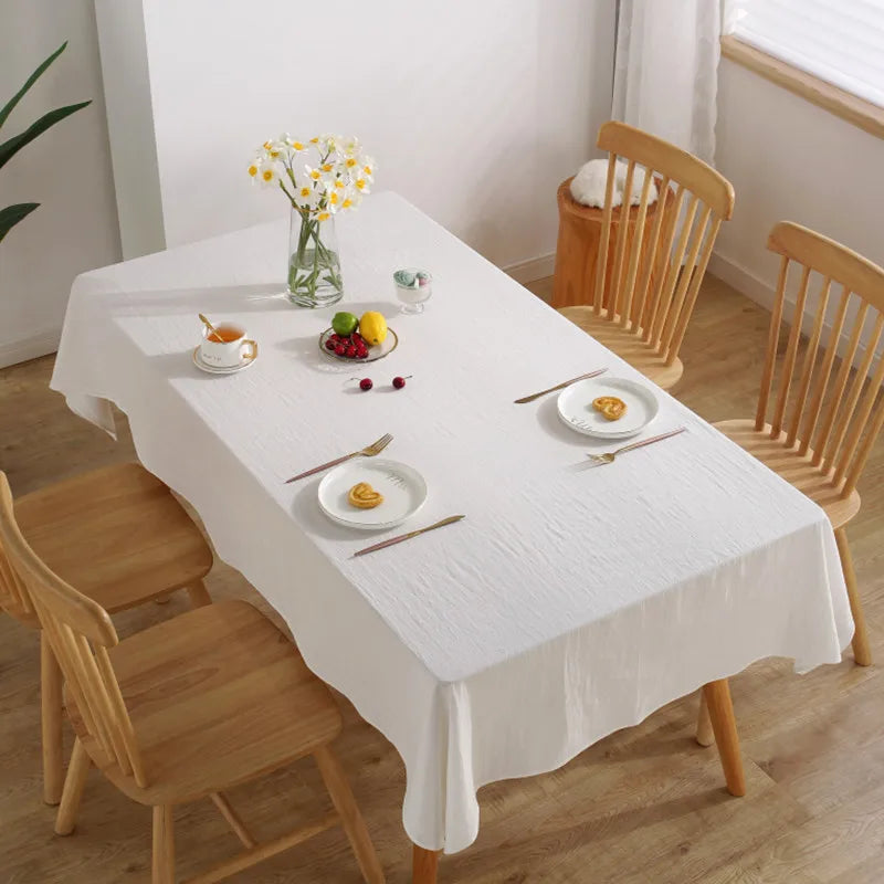 Simple Pure Color Washed Cotton Table Cover Tablecloth - Brasss Living