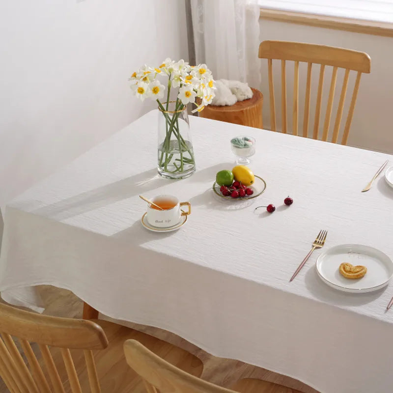 Simple Pure Color Washed Cotton Table Cover Tablecloth - Brasss Living