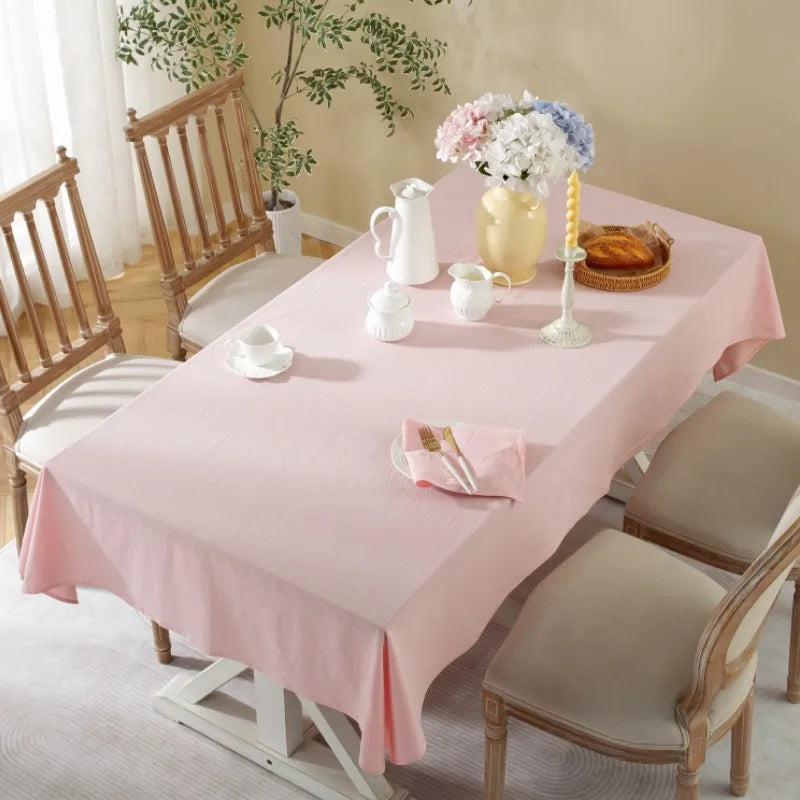 Simple Pure Color Washed Cotton Table Cover Tablecloth - Brasss Living