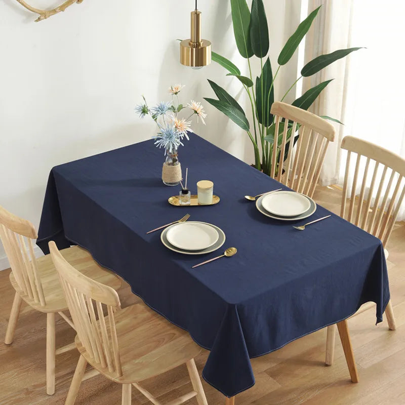 Simple Pure Color Washed Cotton Table Cover Tablecloth - Brasss Living