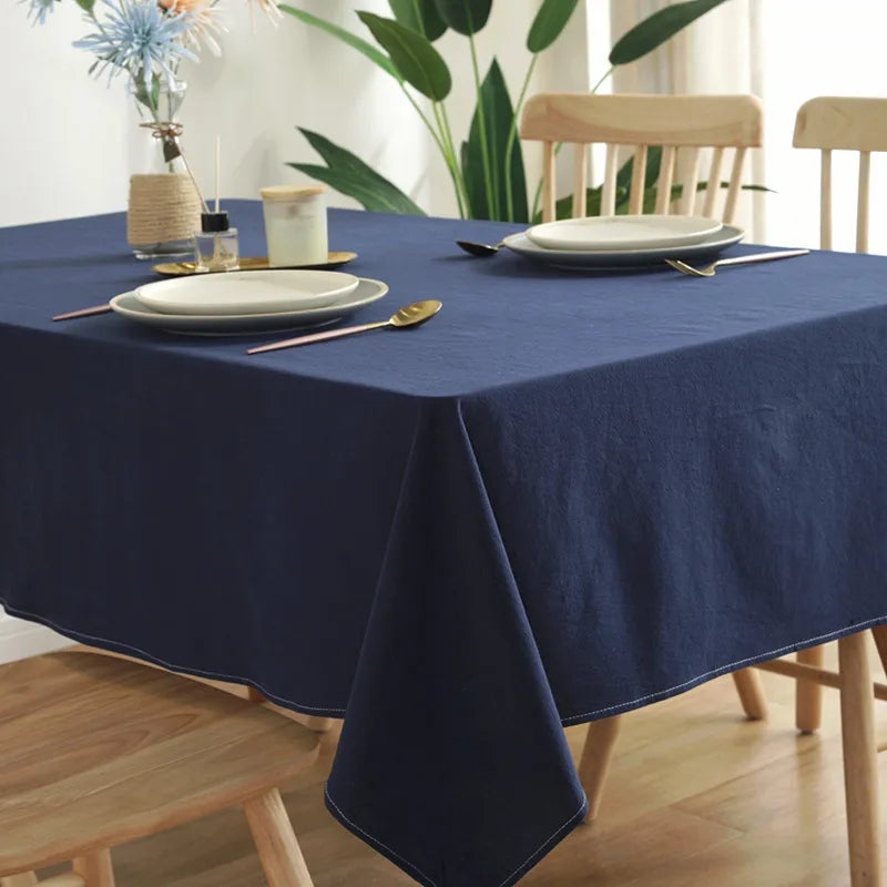 Simple Pure Color Washed Cotton Table Cover Tablecloth - Brasss Living