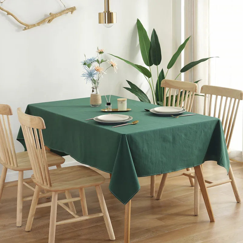 Simple Pure Color Washed Cotton Table Cover Tablecloth - Brasss Living