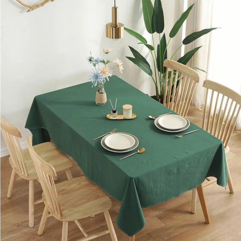 Simple Pure Color Washed Cotton Table Cover Tablecloth - Brasss Living