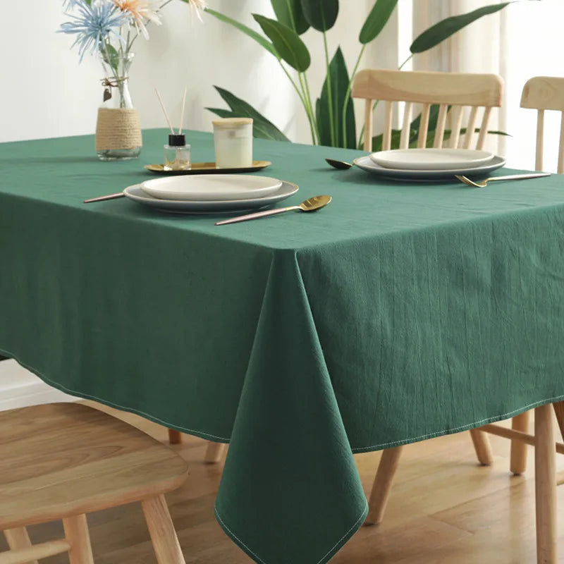 Simple Pure Color Washed Cotton Table Cover Tablecloth - Brasss Living