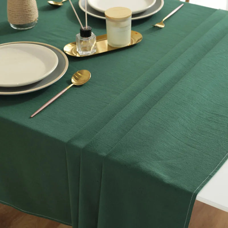 Simple Pure Color Washed Cotton Table Cover Tablecloth - Brasss Living