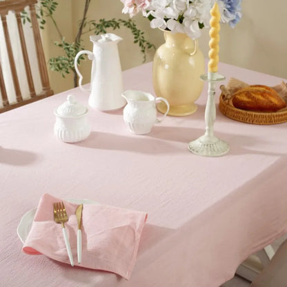 Simple Pure Color Washed Cotton Table Cover Tablecloth - Brasss Living