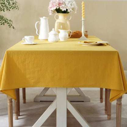 Simple Pure Color Washed Cotton Table Cover Tablecloth - Brasss Living