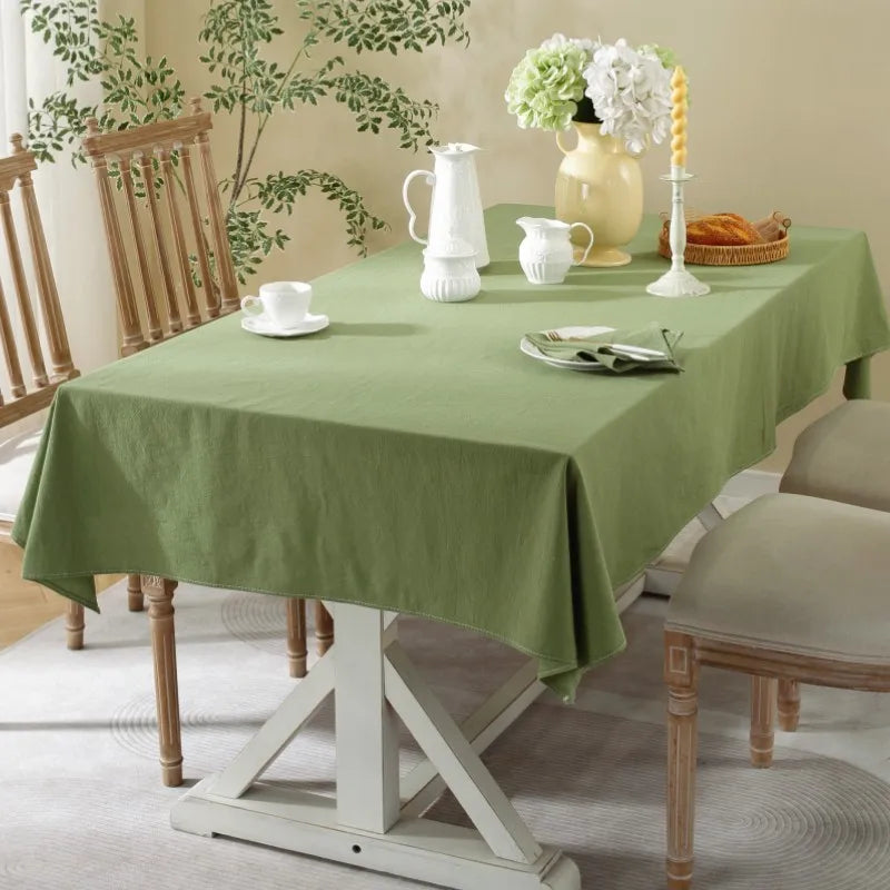 Simple Pure Color Washed Cotton Table Cover Tablecloth - Brasss Living