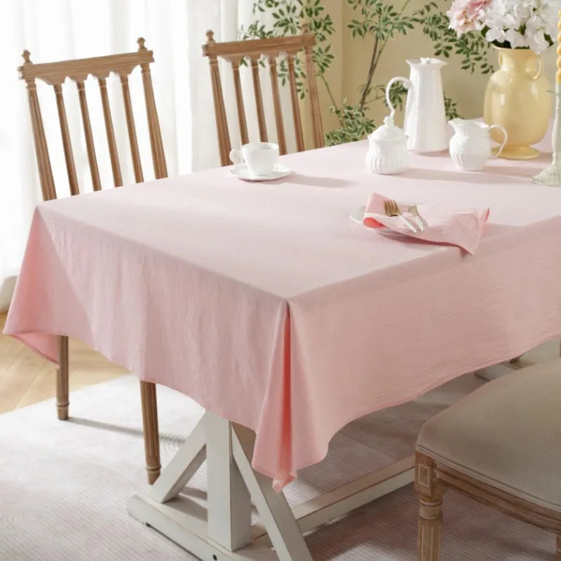 Simple Pure Color Washed Cotton Table Cover Tablecloth - Brasss Living