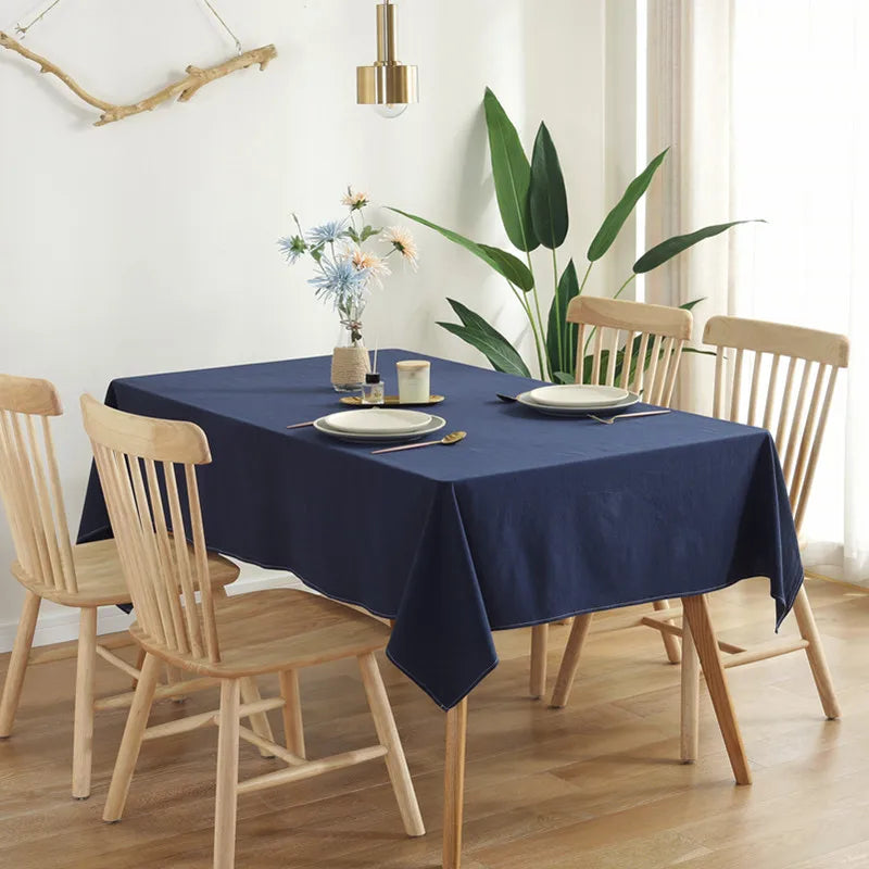 Simple Pure Color Washed Cotton Table Cover Tablecloth - Brasss Living