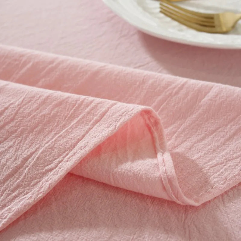 Simple Pure Color Washed Cotton Table Cover Tablecloth - Brasss Living