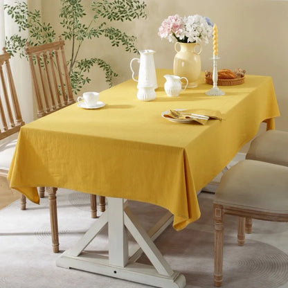 Simple Pure Color Washed Cotton Table Cover Tablecloth - Brasss Living