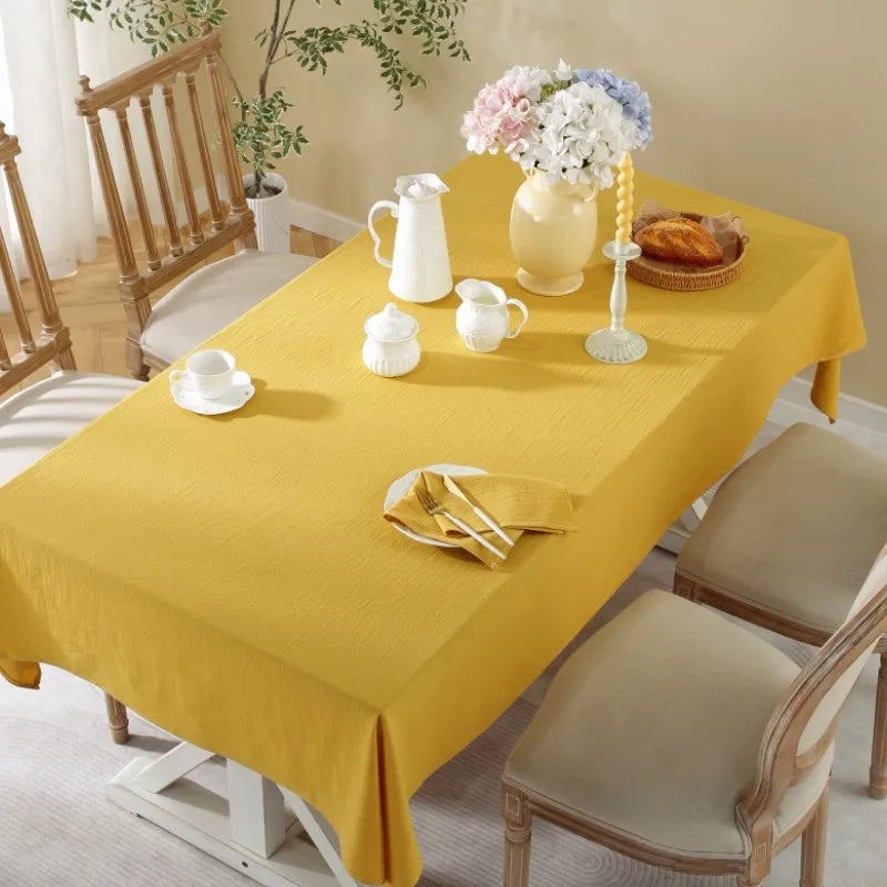 Simple Pure Color Washed Cotton Table Cover Tablecloth - Brasss Living