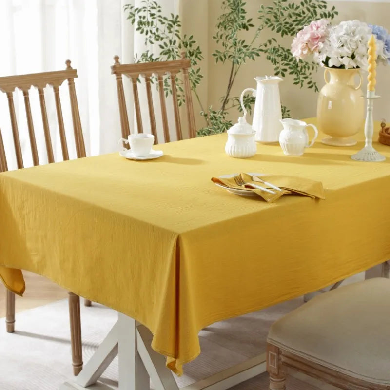 Simple Pure Color Washed Cotton Table Cover Tablecloth - Brasss Living