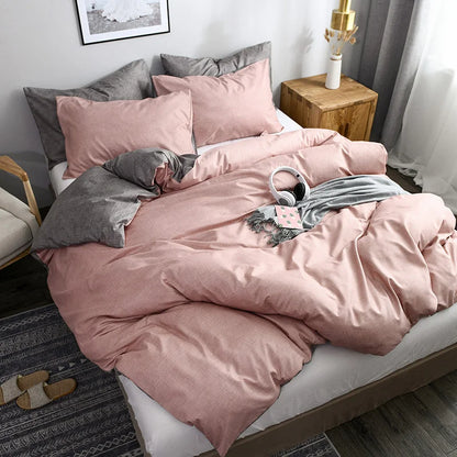 Simple Texture Grain Polyester Duvet Cover Set Durable Bedding - Brasss Living