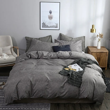 Simple Texture Grain Polyester Duvet Cover Set Durable Bedding - Brasss Living