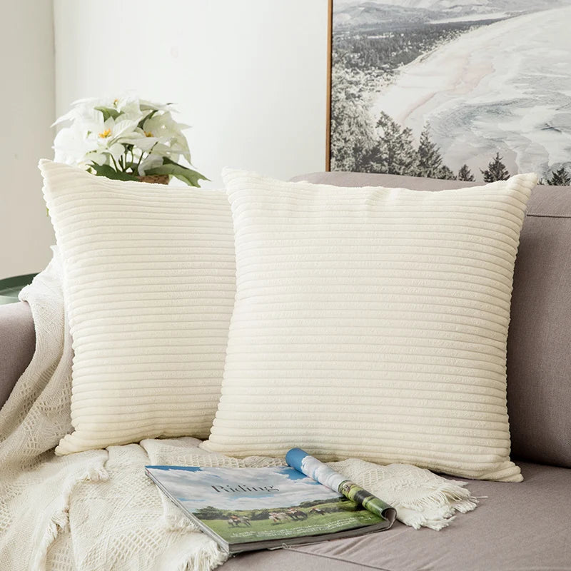 Solid Corduroy Flocking Velvet Pillow Cushion Cover - Brasss Living