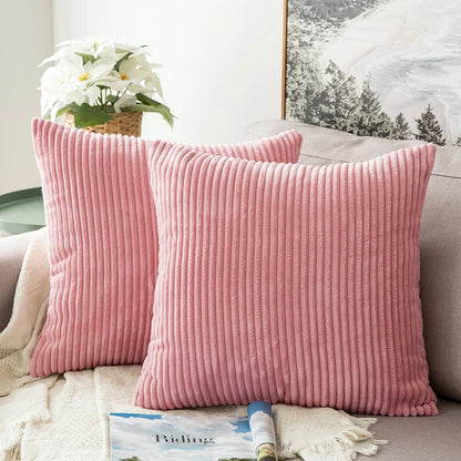 Solid Corduroy Flocking Velvet Pillow Cushion Cover - Brasss Living