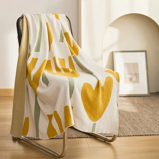 Solid Soft Orange Yellow Cotton Throw Blanket - Brasss Living