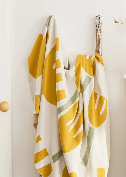 Solid Soft Orange Yellow Cotton Throw Blanket - Brasss Living