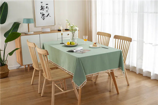 Tassels Stitching Cotton Fabric Washable Tablecloth - Brasss Living