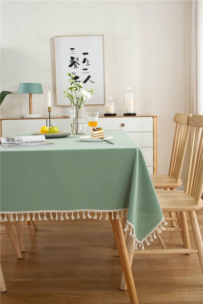 Tassels Stitching Cotton Fabric Washable Tablecloth - Brasss Living