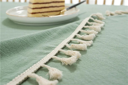 Tassels Stitching Cotton Fabric Washable Tablecloth - Brasss Living