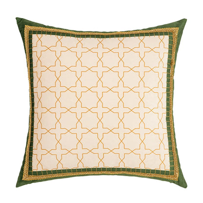 Velvet Green Leaves Moss Printed Pillow Cushion Cover - Brasss Living