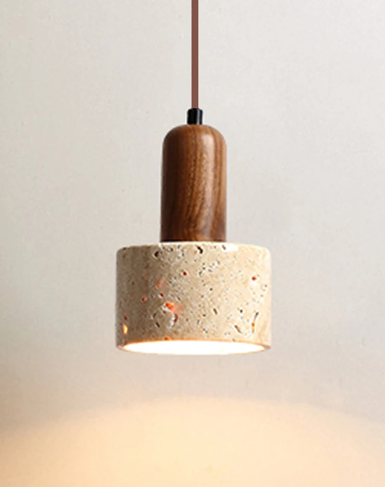 Wabi Sabi Travertine Yellow Marble Pendant Lamp - Brasss Living