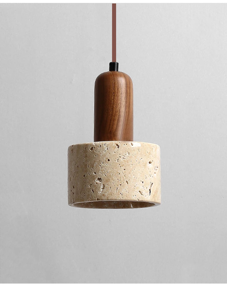 Wabi Sabi Travertine Yellow Marble Pendant Lamp - Brasss Living