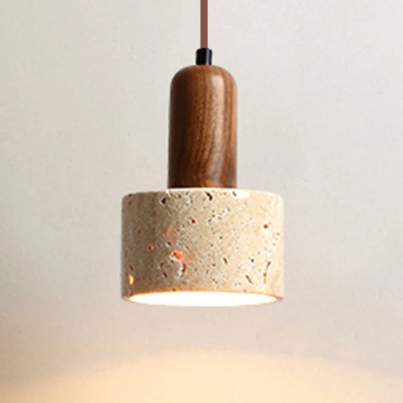 Wabi Sabi Travertine Yellow Marble Pendant Lamp - Brasss Living