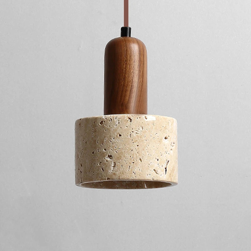 Wabi Sabi Travertine Yellow Marble Pendant Lamp - Brasss Living