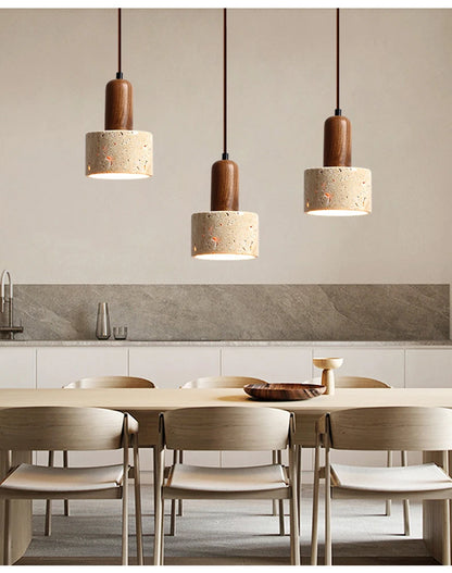 Wabi Sabi Travertine Yellow Marble Pendant Lamp - Brasss Living