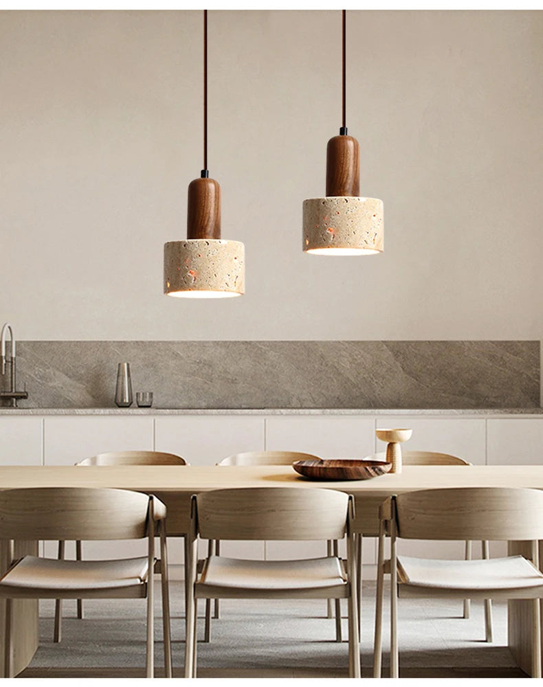 Wabi Sabi Travertine Yellow Marble Pendant Lamp - Brasss Living