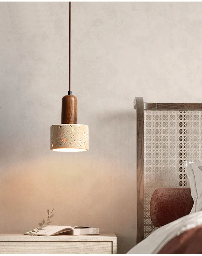 Wabi Sabi Travertine Yellow Marble Pendant Lamp - Brasss Living