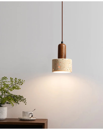 Wabi Sabi Travertine Yellow Marble Pendant Lamp - Brasss Living